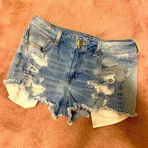 American Eagle hi rise shortie distressed shorts